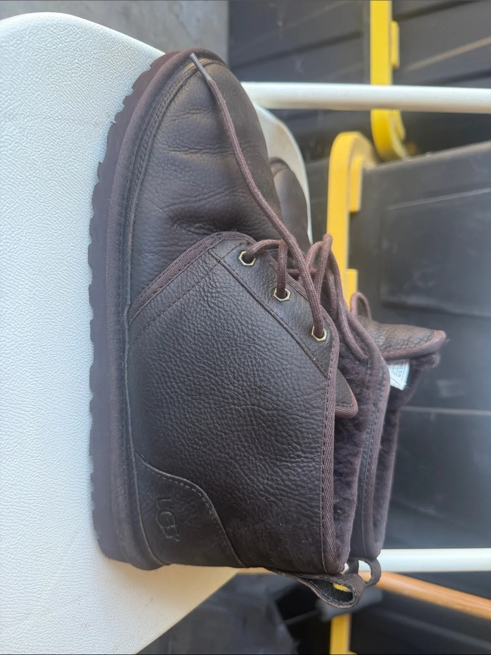 UGG Men's Dark Brown Leather Lace-Up Ankle Boots